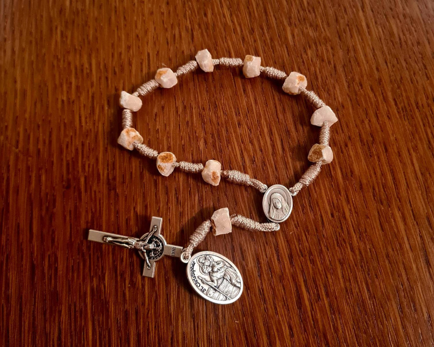 Car rosary with stones, st Christopher one decade rosary