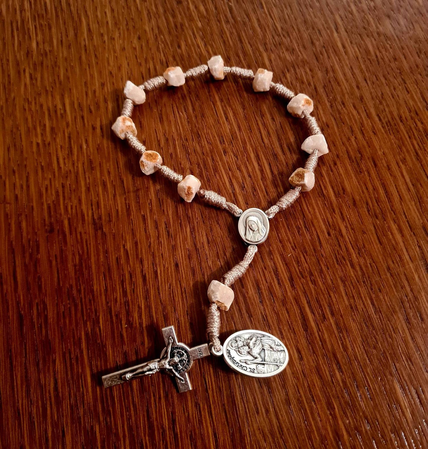 Car rosary with stones, st Christopher one decade rosary