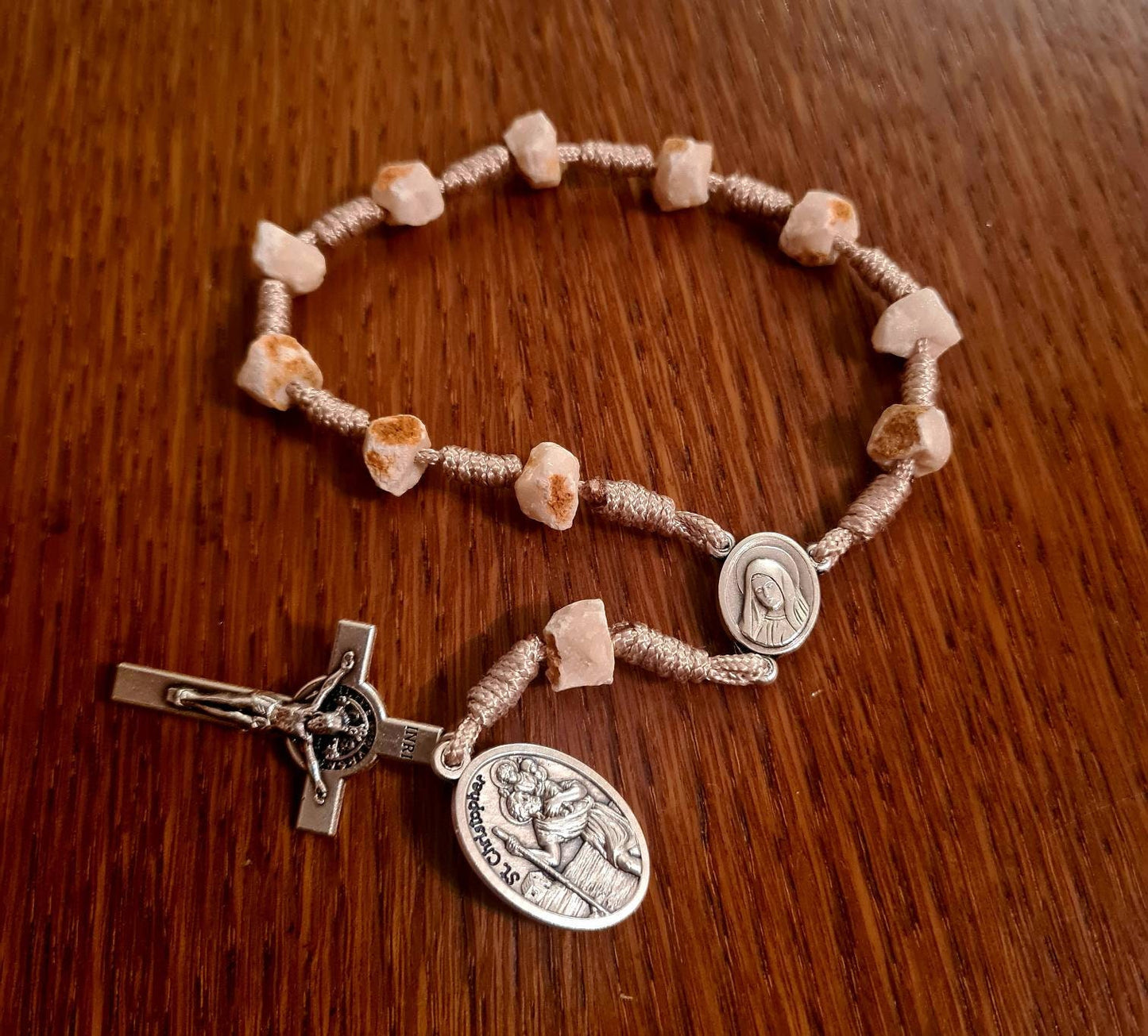 Car rosary with stones, st Christopher one decade rosary