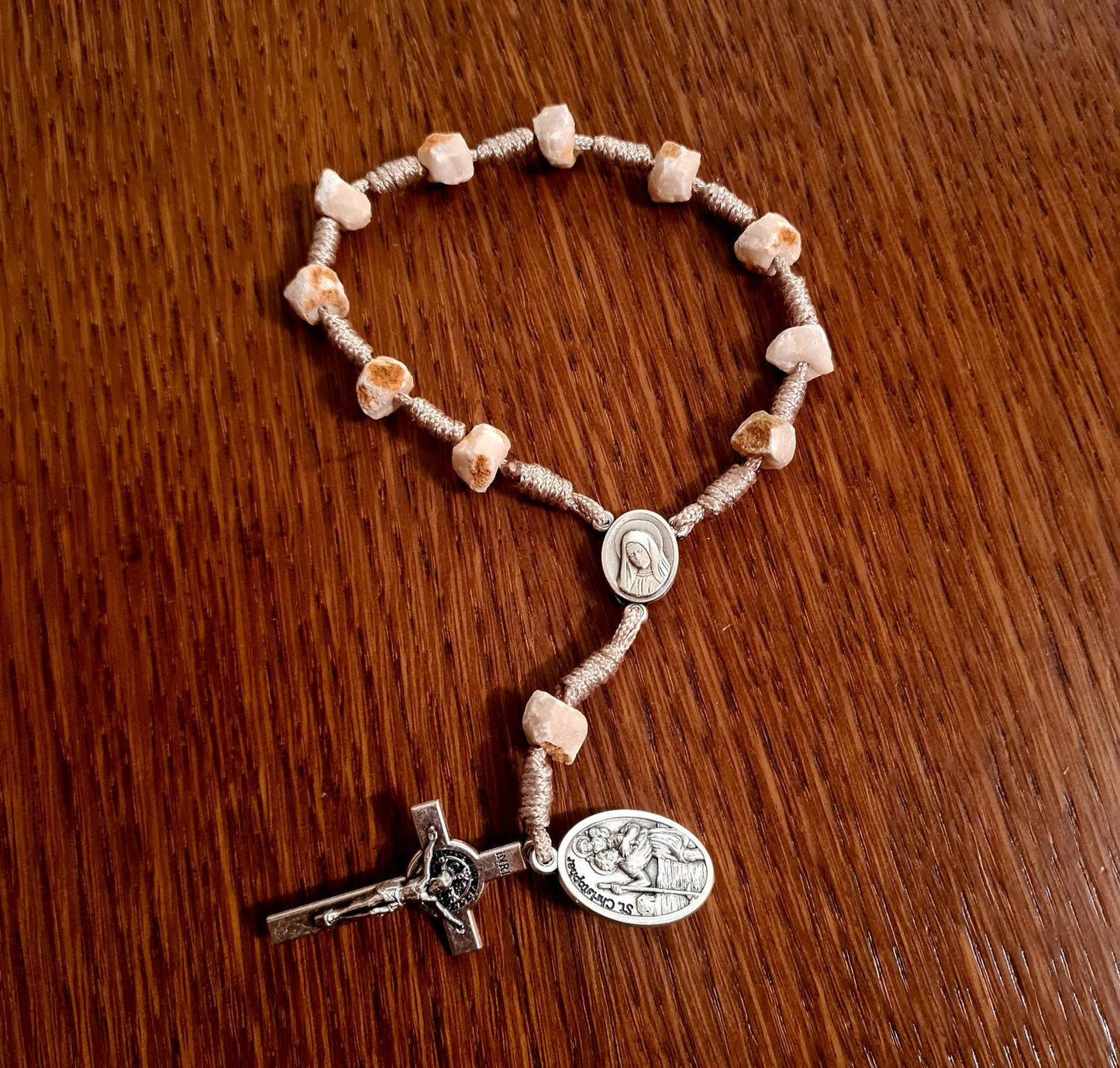 Car rosary with stones, st Christopher one decade rosary